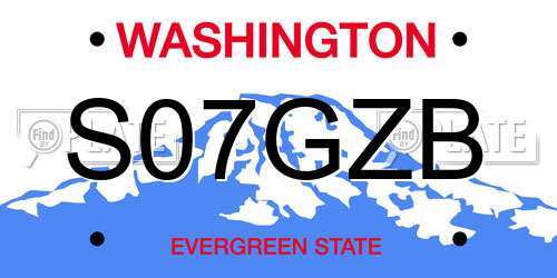 S07GZB Washington License Plate