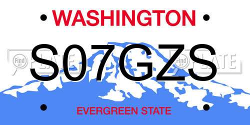 S07GZS Washington License Plate