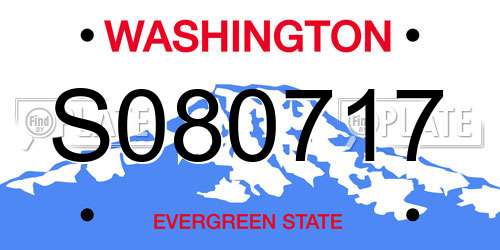 S080717 Washington License Plate