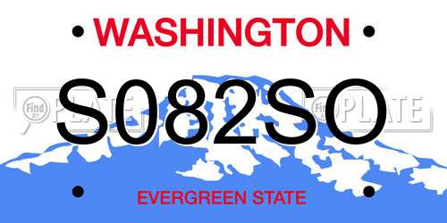 S082SO Washington License Plate
