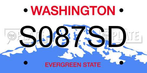 S087SD Washington License Plate