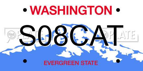 S08CAT Washington License Plate