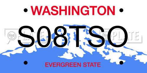 S08TSO Washington License Plate