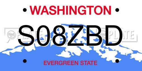 S08ZBD Washington License Plate