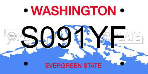 S091YF Washington License Plate