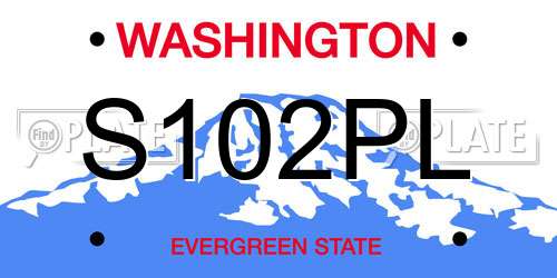 S102PL Washington License Plate