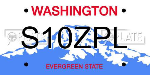 S10ZPL Washington License Plate