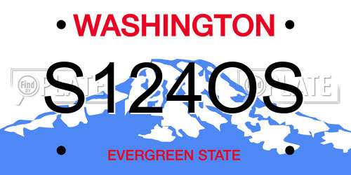 S124OS Washington License Plate