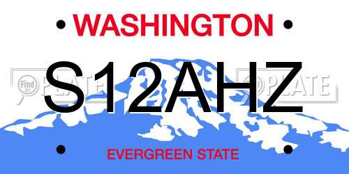S12AHZ Washington License Plate
