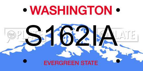 S162IA Washington License Plate
