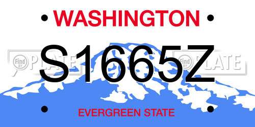 S1665Z Washington License Plate