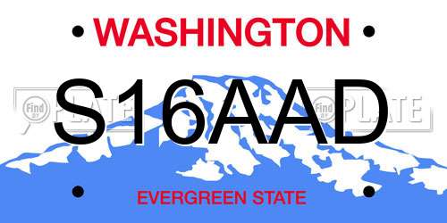 S16AAD Washington License Plate