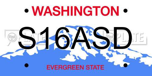 S16ASD Washington License Plate