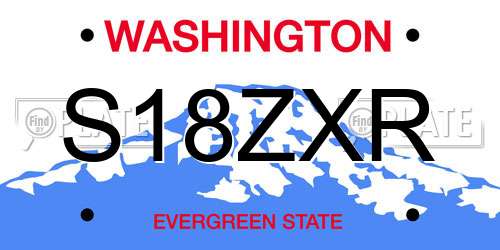 S18ZXR Washington License Plate