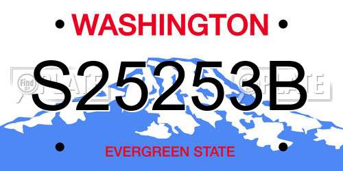 S25253B Washington License Plate