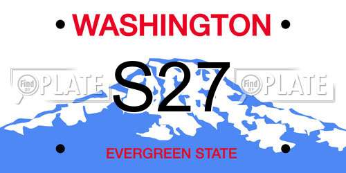 S27 Washington License Plate