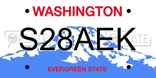 S28AEK Washington License Plate