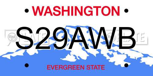 S29AWB Washington License Plate