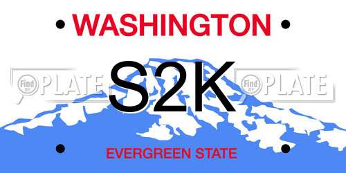 S2K Washington License Plate