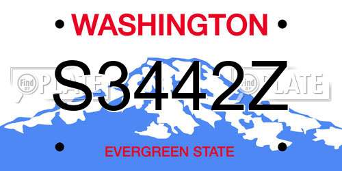 S3442Z Washington License Plate