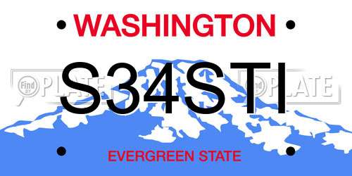 S34STI Washington License Plate