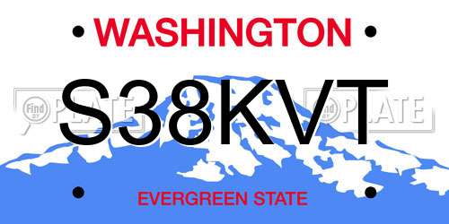 S38KVT Washington License Plate