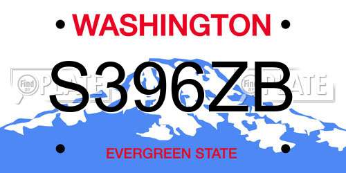 S396ZB Washington License Plate