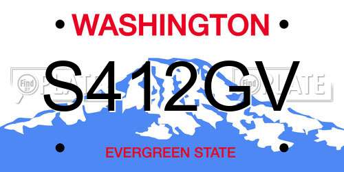 S412GV Washington License Plate