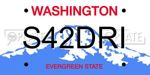 S42DRI Washington License Plate