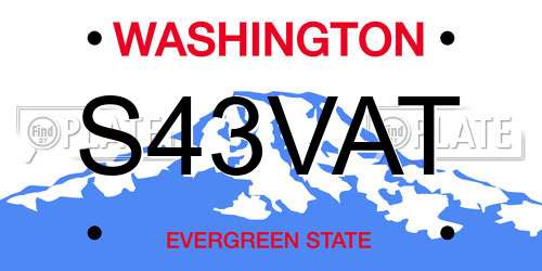 S43VAT Washington License Plate