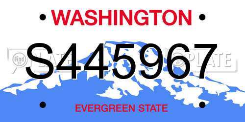 S445967 Washington License Plate