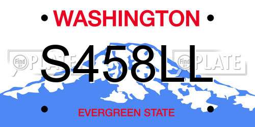 S458LL Washington License Plate