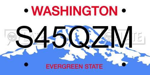 S45QZM Washington License Plate