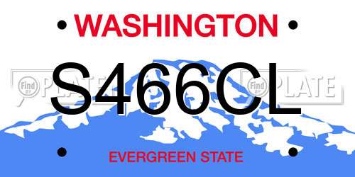 S466CL Washington License Plate