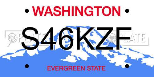 S46KZF Washington License Plate