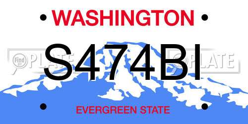 S474BI Washington License Plate