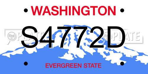 S4772D Washington License Plate