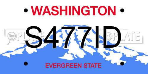 S477ID Washington License Plate