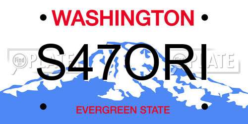S47ORI Washington License Plate