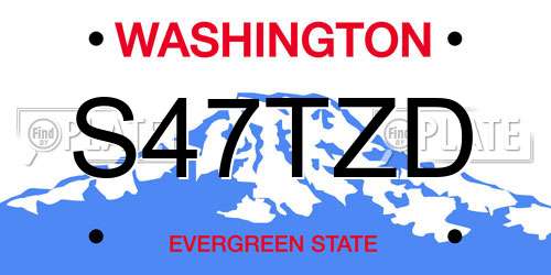 S47TZD Washington License Plate