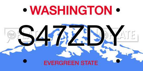 S47ZDY Washington License Plate