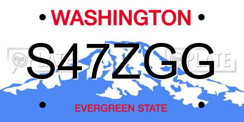 S47ZGG Washington License Plate