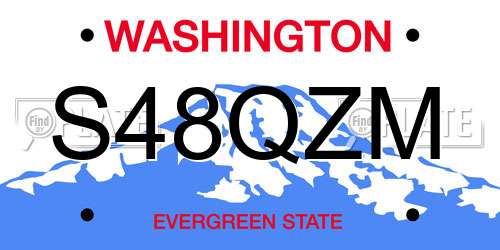 S48QZM Washington License Plate