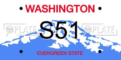 S51 Washington License Plate