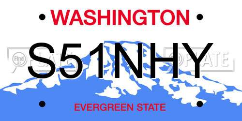 S51NHY Washington License Plate
