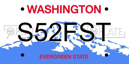 S52FST Washington License Plate