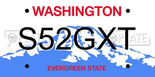S52GXT Washington License Plate