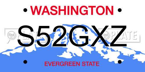 S52GXZ Washington License Plate