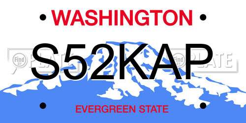 S52KAP Washington License Plate