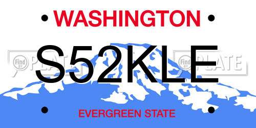 S52KLE Washington License Plate